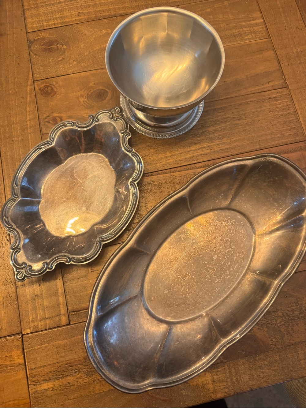 3 small silver plated items